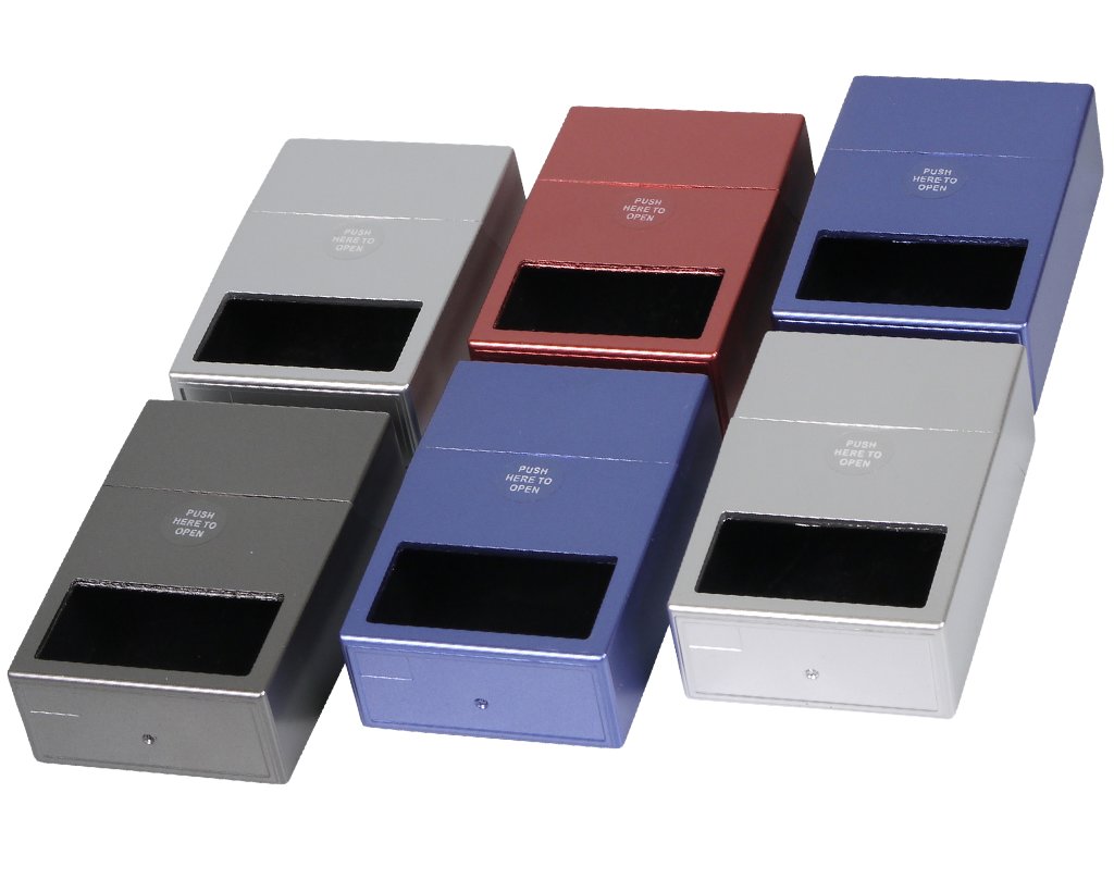 Zigarettenbox Metallic mit Fenster - verschiedene Farben