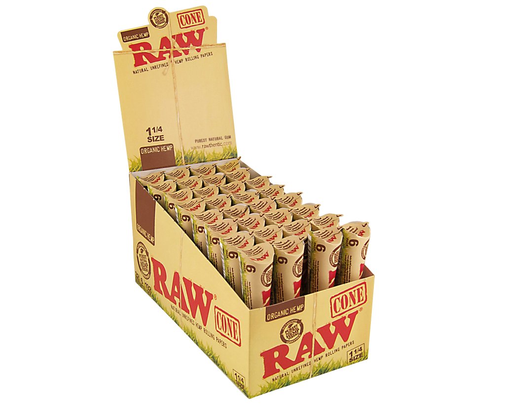 RAW Organic vorgerollte Cones King Size Blättchen Zigarettenpapier ungebleicht 