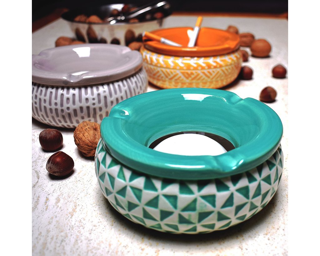Keramik Windaschenbecher 'Pattern' 15cm - verschiedene Farben
