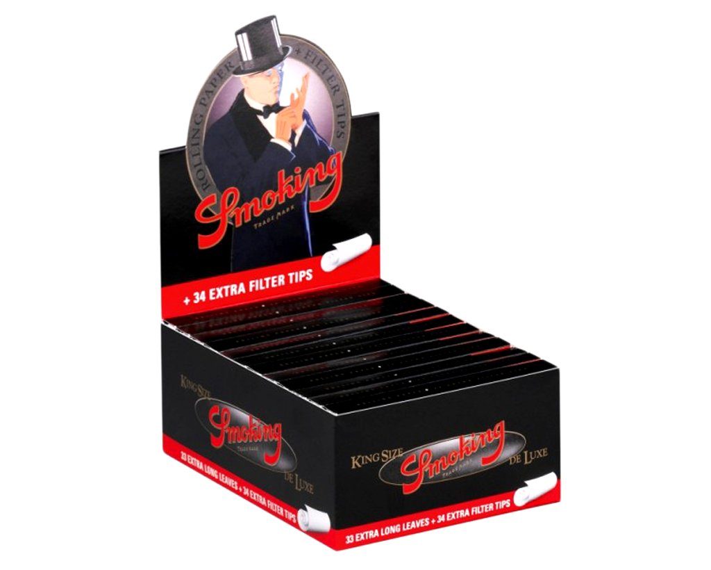 Smoking Papers King Size Deluxe Black + Tips - 2 Boxen