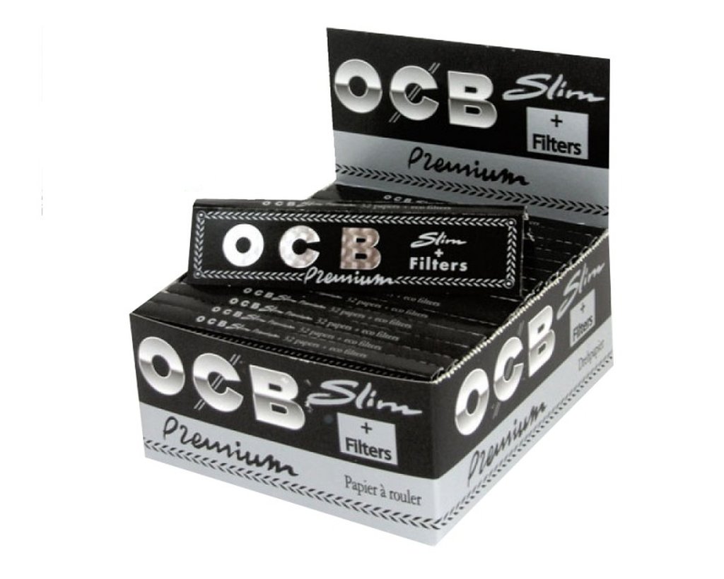 OCB Premium King Size Slim Schwarz + Tips - 8 Heftchen