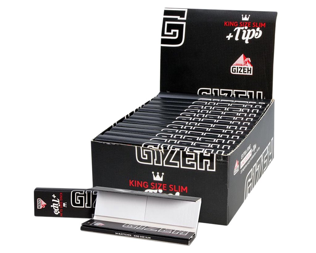 GIZEH Black Fine King Size Slim + Tips - 1 Box