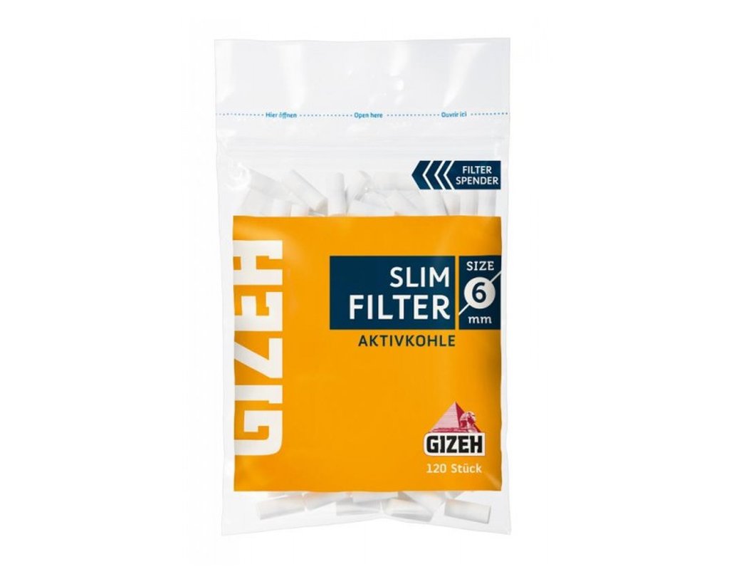 GIZEH Aktivkohle Drehfilter Slim 6mm - 1 Packung