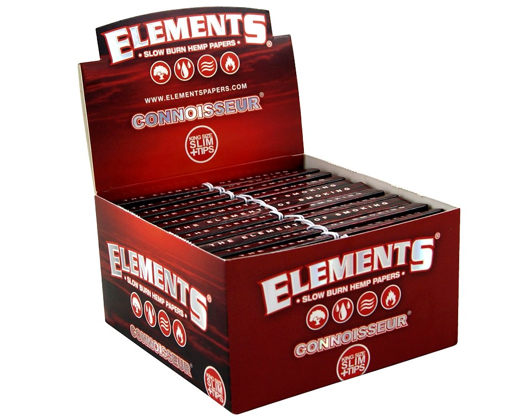 Elements Red Connoisseur King Size Slim + Tips - 1 Box